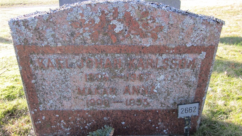 Grave number: KG G  2662
