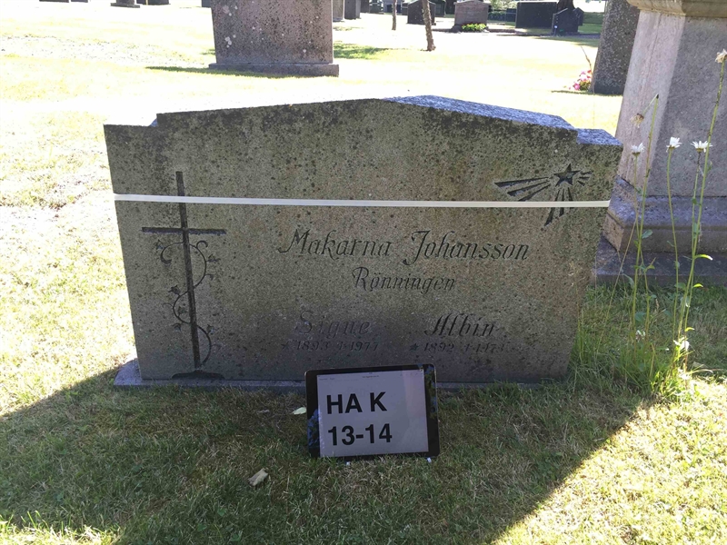 Grave number: HA K    13, 14