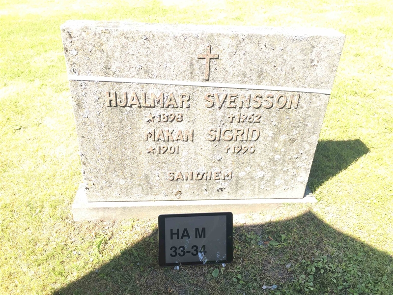 Grave number: HA M    33, 34