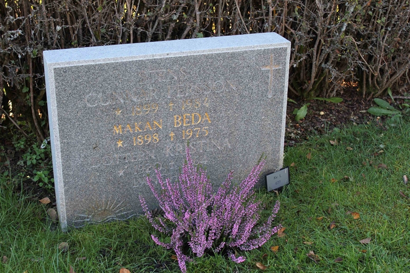 Grave number: A L  677