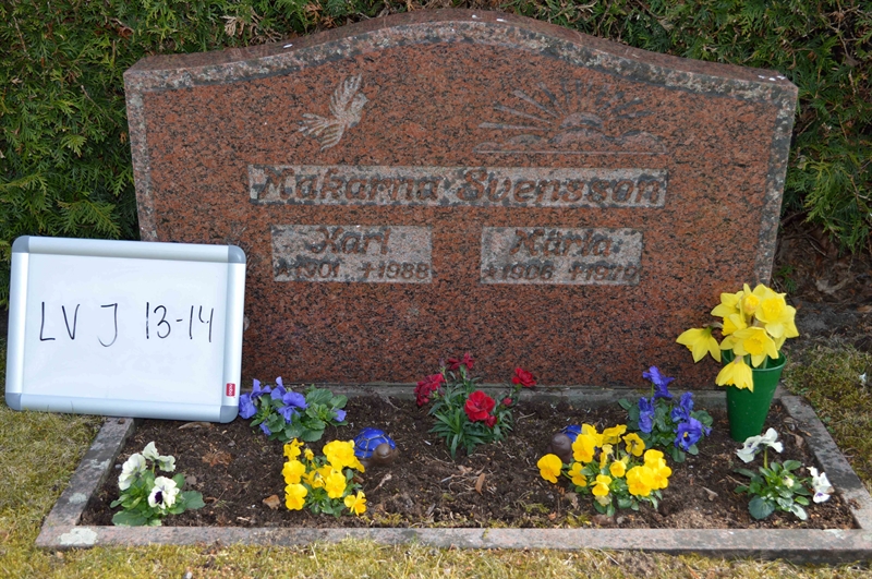 Grave number: LV J    13, 14