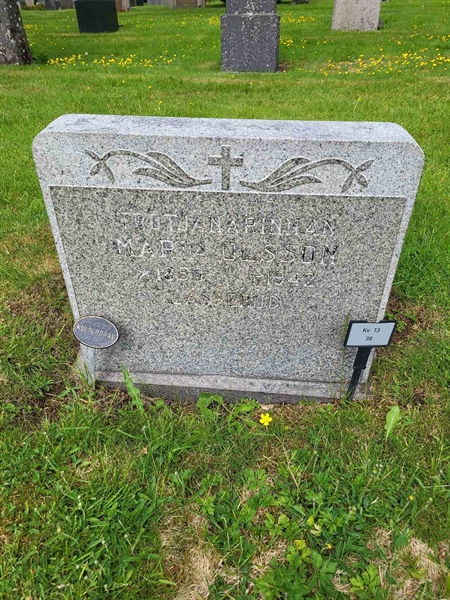 Grave number: kö 01 13    38