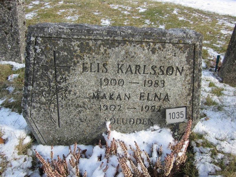 Grave number: KG A  1035
