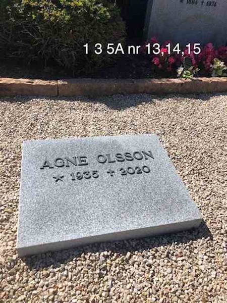 Grave number: 1 3 5A    13, 14, 15