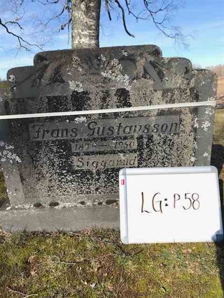 Grave number: LG P    58