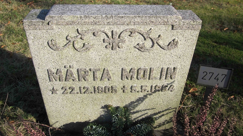 Grave number: KG G  2747