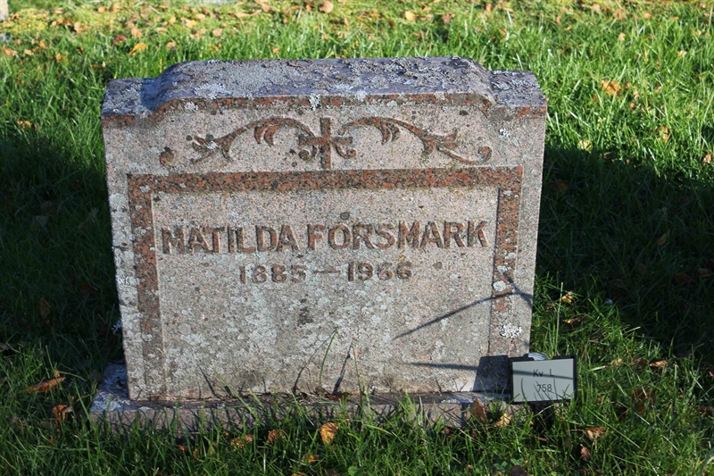 Grave number: A L  758