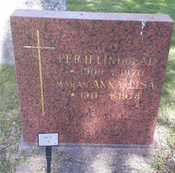 Grave number: M G   71