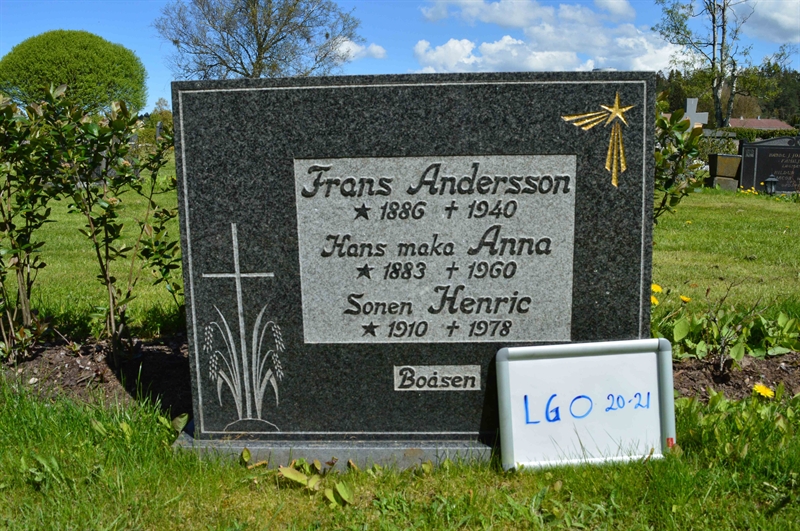 Grave number: LG O    20, 21