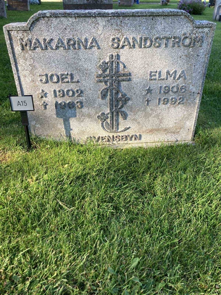 Grave number: 1 NA    15