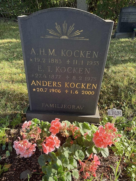 Grave number: 1 NU    43