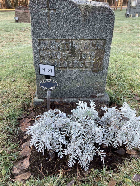 Grave number: 1 NH    31