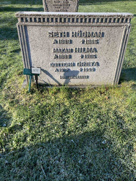 Grave number: 1 NB    77