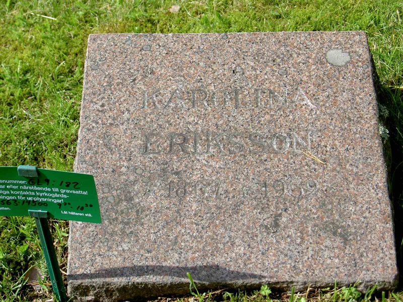 Grave number: 1 GL.9   182