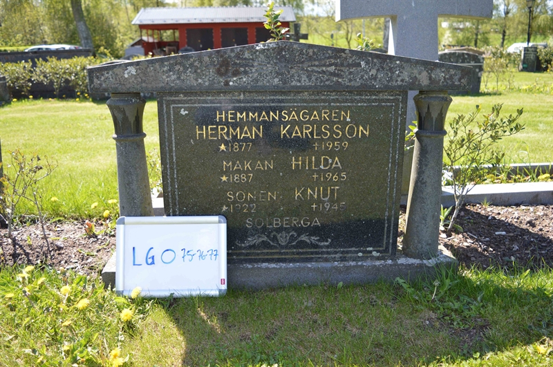 Grave number: LG O    75, 76, 77