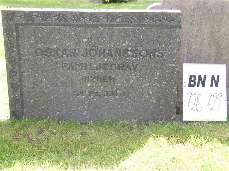Grave number: Br N   728-729
