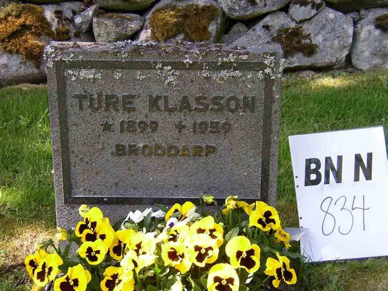 Grave number: Br N   834