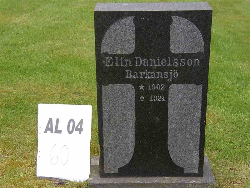 Grave number: AL 4    60