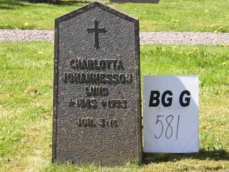 Grave number: Br G   581