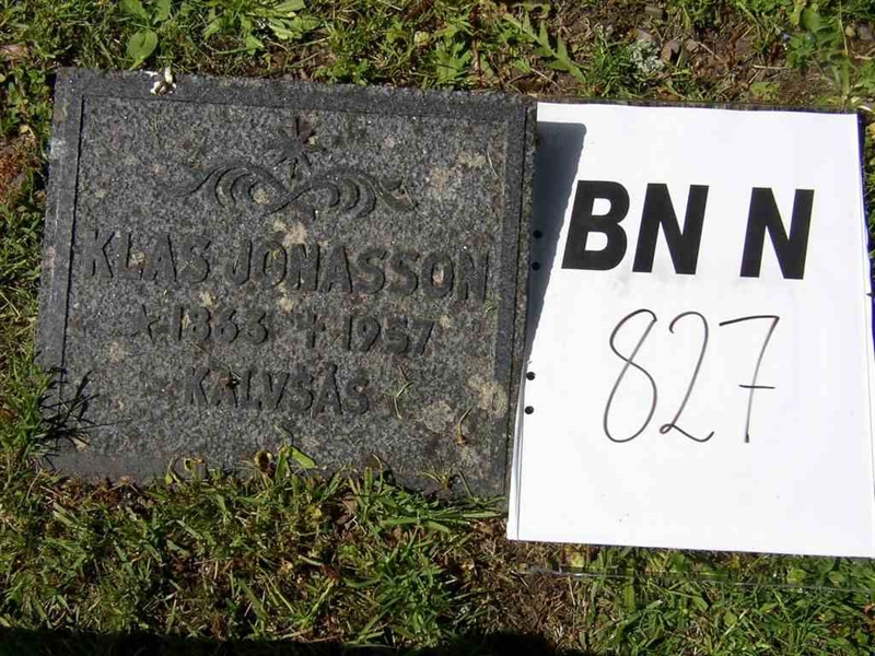 Grave number: Br N   827