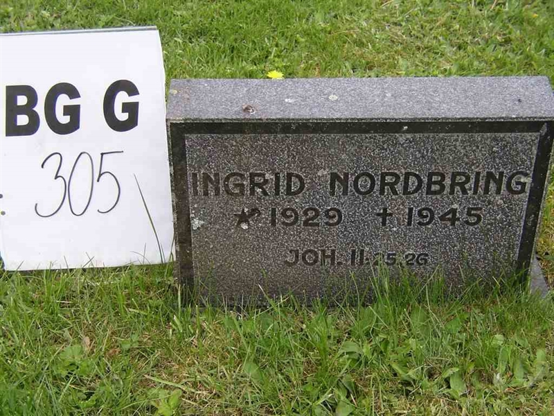 Grave number: Br G   305