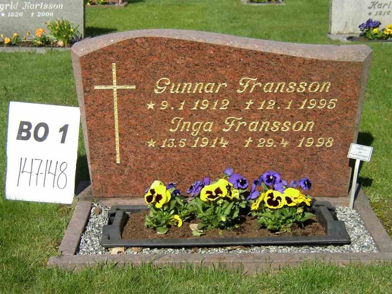 Grave number: BO 1   147-148