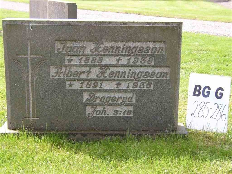 Grave number: Br G   285-286