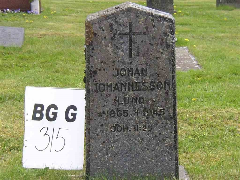 Grave number: Br G   315