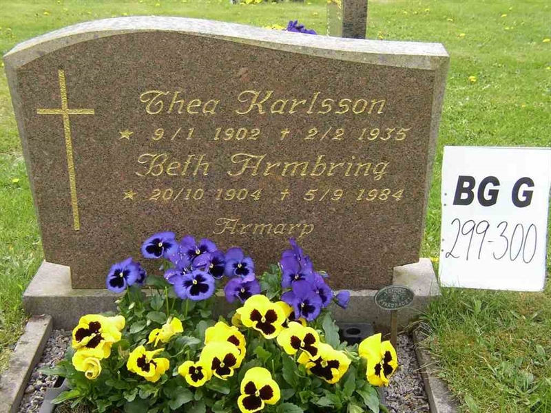 Grave number: Br G   299-300