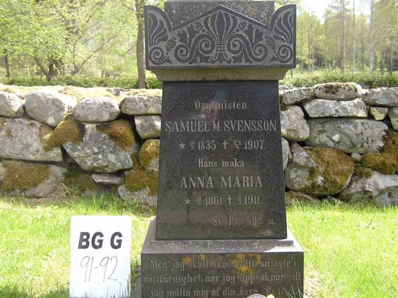 Grave number: Br G    91-92