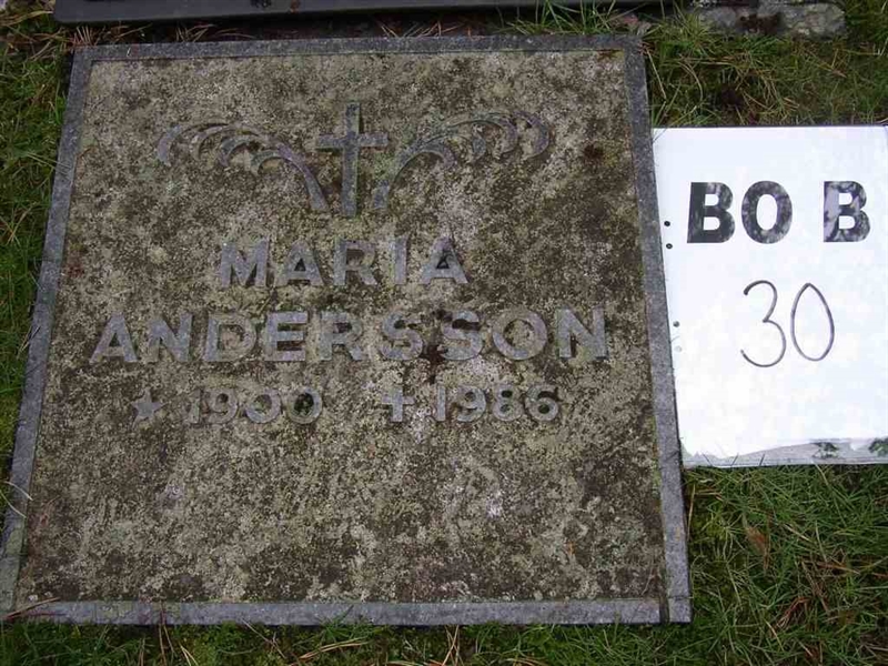 Grave number: BO B    30