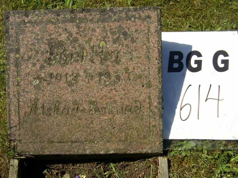 Grave number: Br G   614