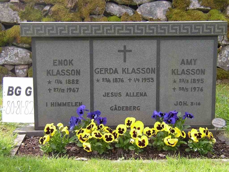 Grave number: Br G    80-82