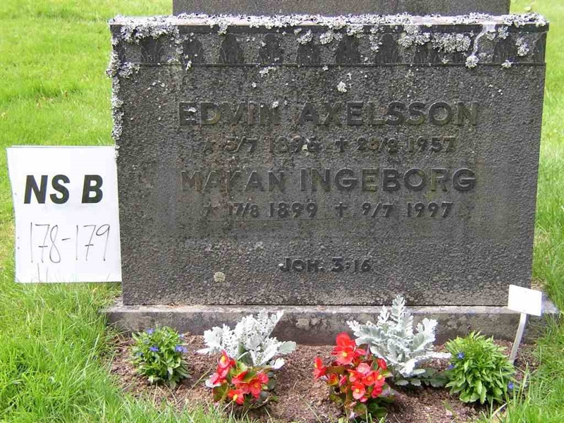 Grave number: NS B   178-179