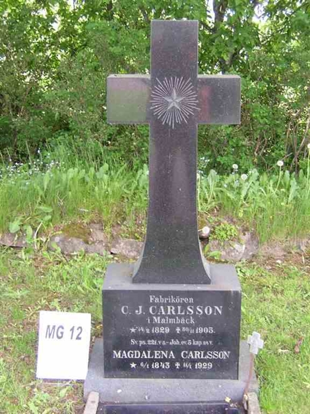 Grave number: M G 12    29-30