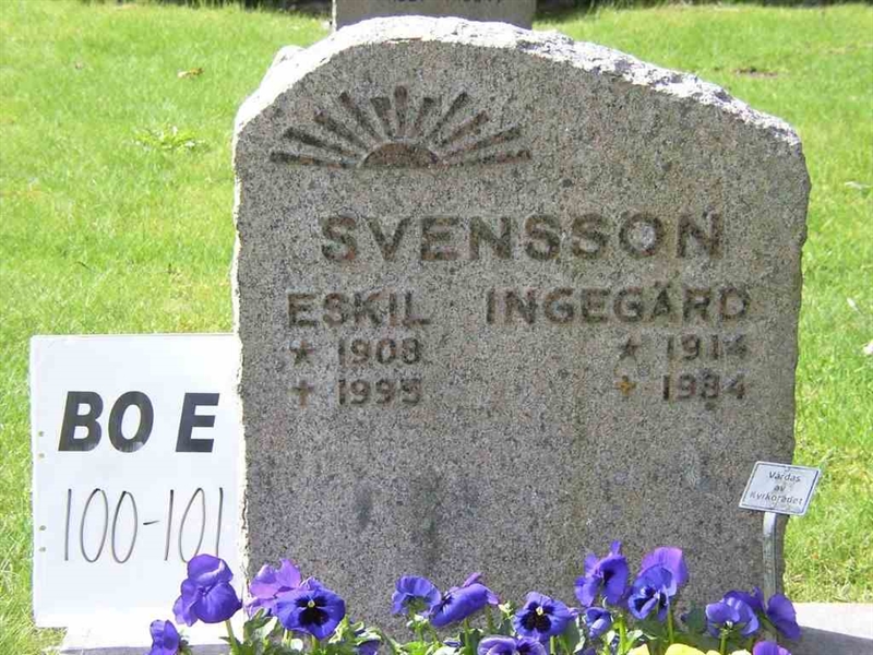 Grave number: BO E   100-101