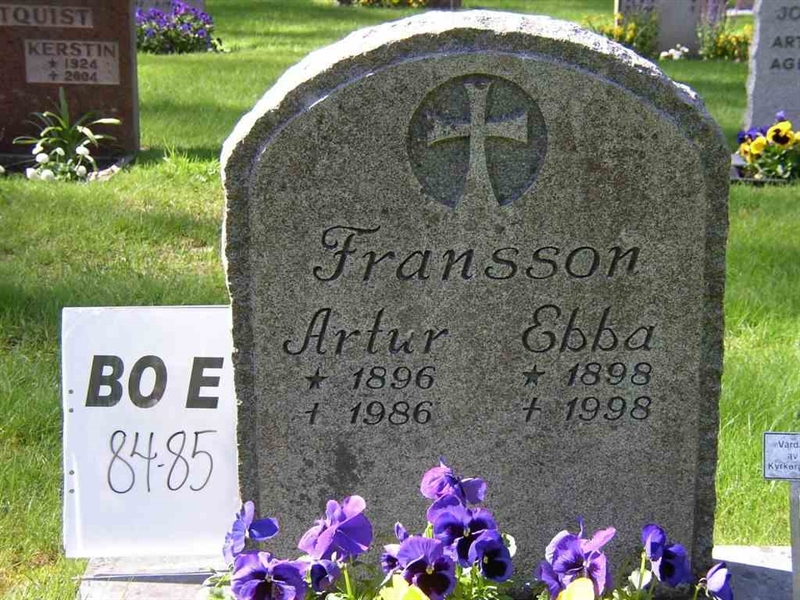 Grave number: BO E    84-85