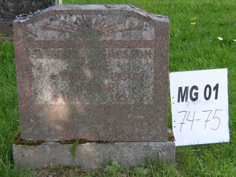 Grave number: M G 01    74-75