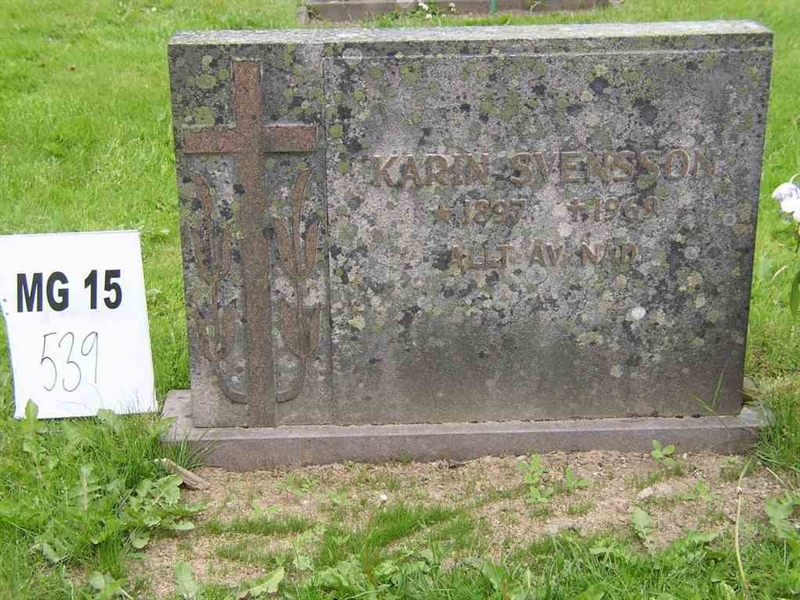 Grave number: M G 15   539