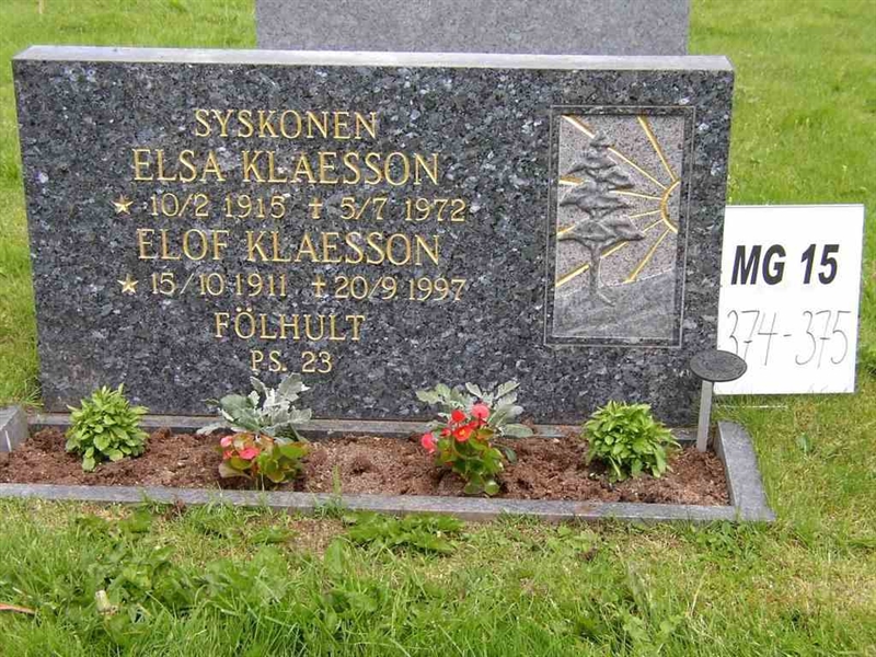 Grave number: M G 15 374-375
