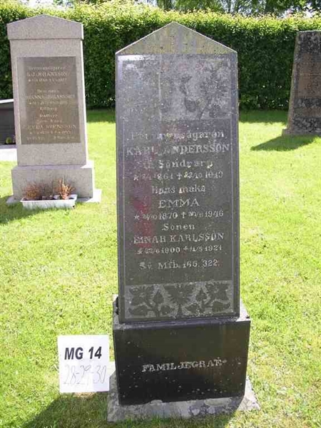 Grave number: M G 14    28-30