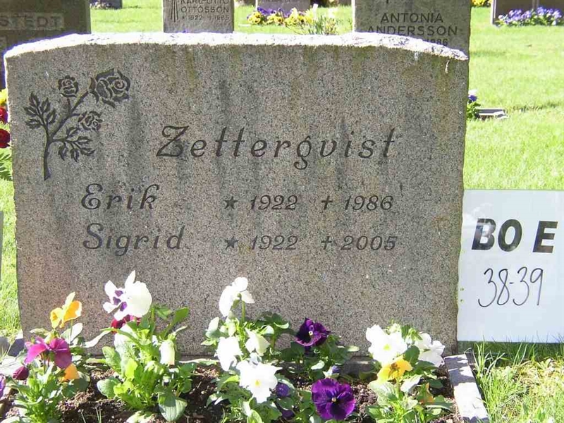 Grave number: BO E    38-39