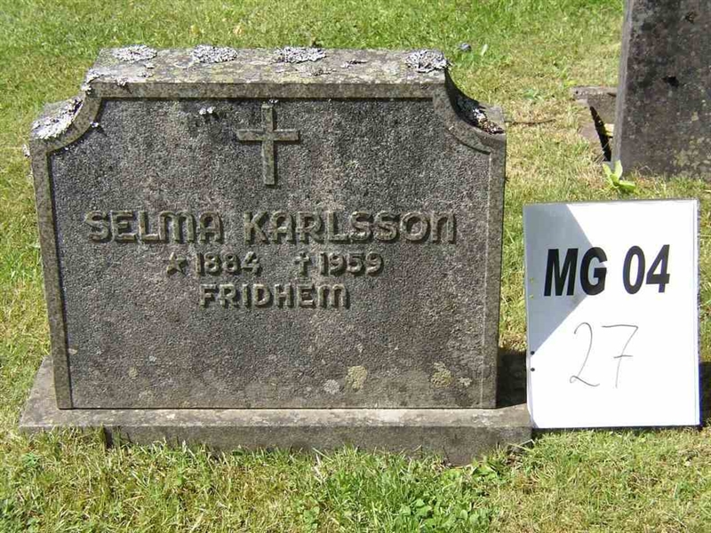 Grave number: M G 04    27