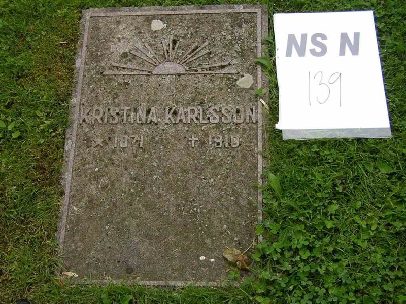 Grave number: NS N   139