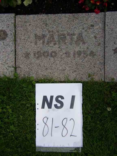 Grave number: NS I    81-82