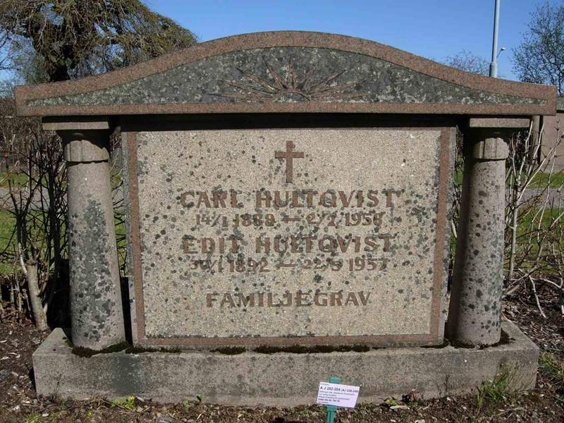Grave number: A J   202-204