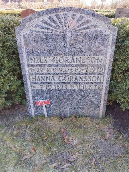 Grave number: NÅ U01    71