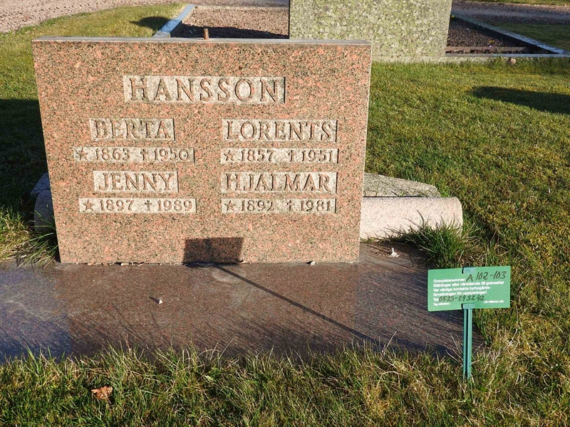 Gravnummer: BK A   102-103