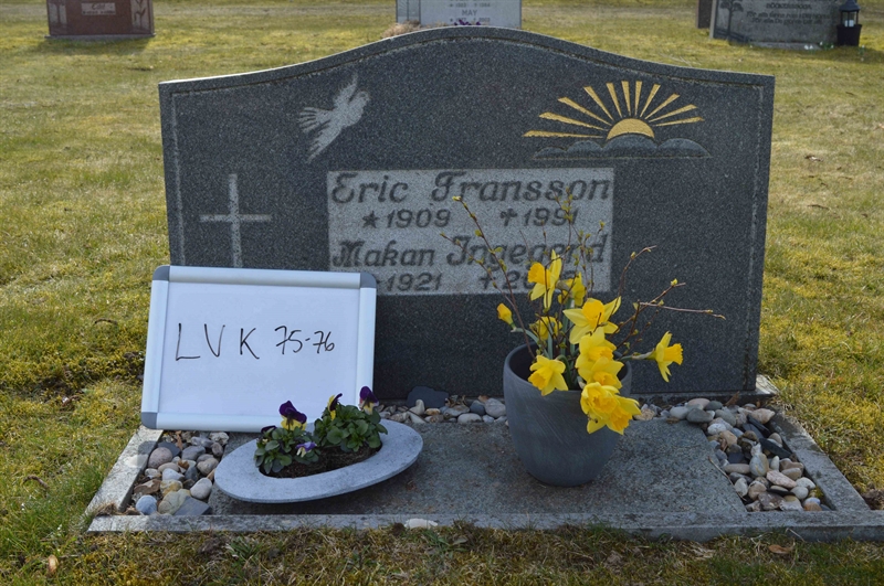 Grave number: LV K    75, 76