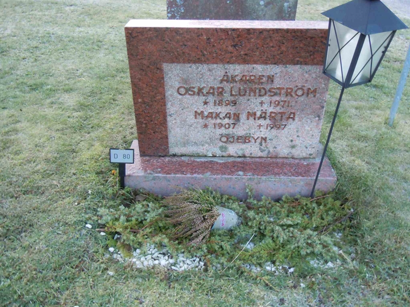 Grave number: 1 ND    80